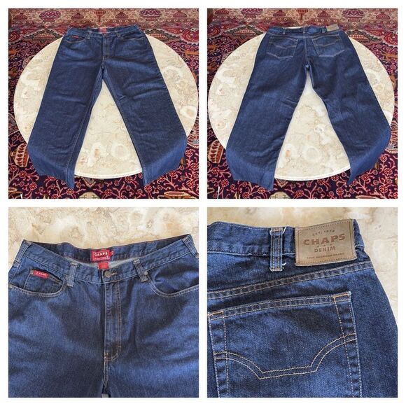 Chaps Ralph Lauren Dark Denim Relaxed Straight Leg Jeans - Picture 1 of 15